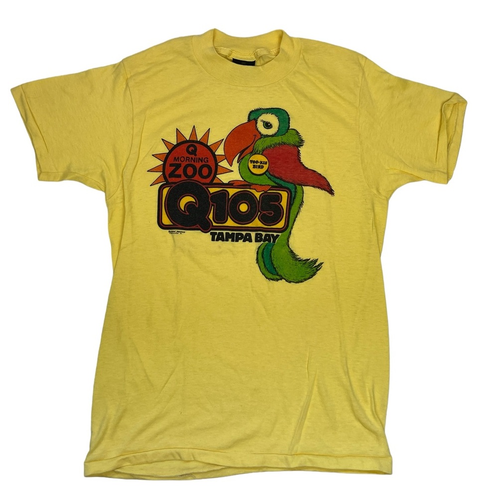 Q105 Tampa Bay 1980s Morning Zoo Rookie Bird Shirt Rare Tampa Fl Medium M Vtg